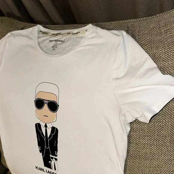 RARE Karl Lagerfeld Paris Signature Logo Short Sleeve T-Shirt Size Small - Picture 5 of 11